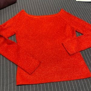 Koji Yohji Woman’s red and shining long sleeveev top sweater